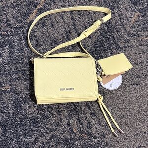 Steve Madden Light Yellow Quilted Crossbody with Card Wallet